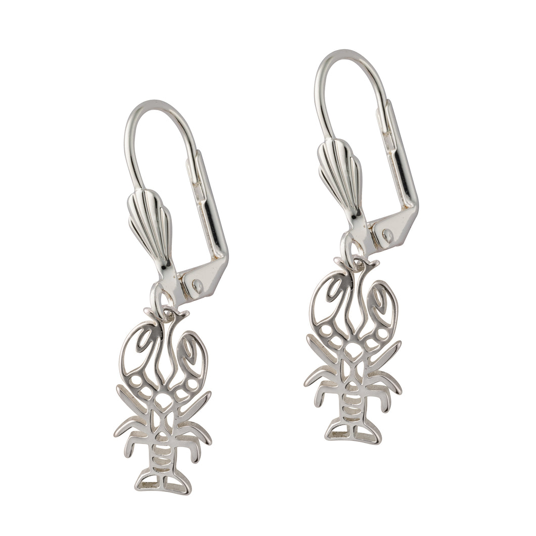 kennebunkport lobster leverback drop earrings silver